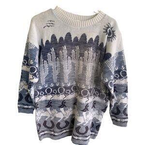 Vintage Sweater Horse Jockey Horseshoe Cactus Delia Mckain Adult Size Medium